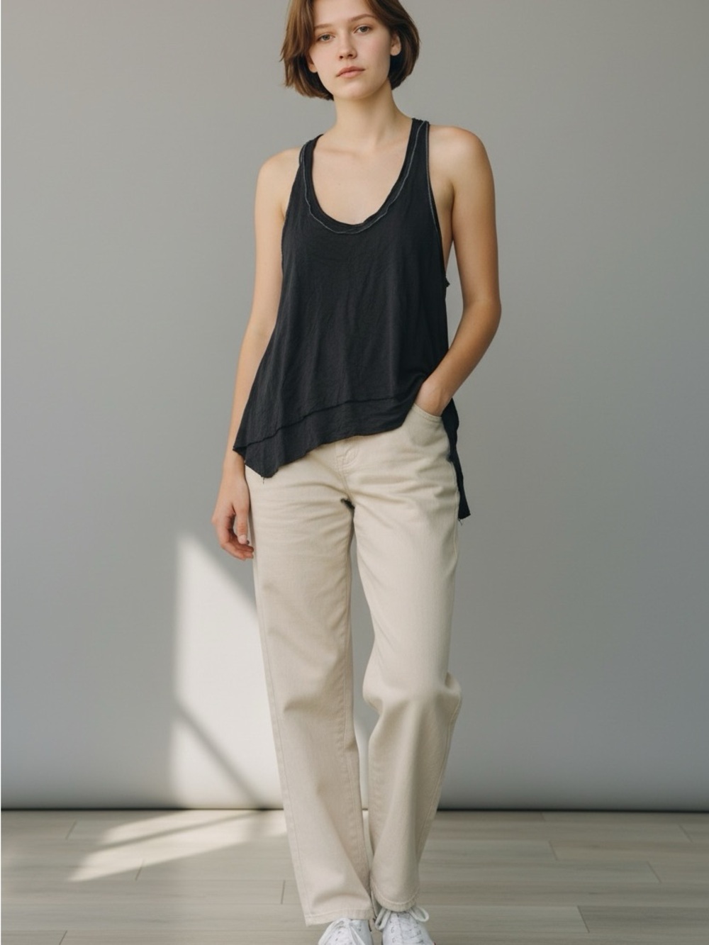 🫶🏻 We the Free - Free People Washed Black Racerback Tank Top - Picture 2 of 3